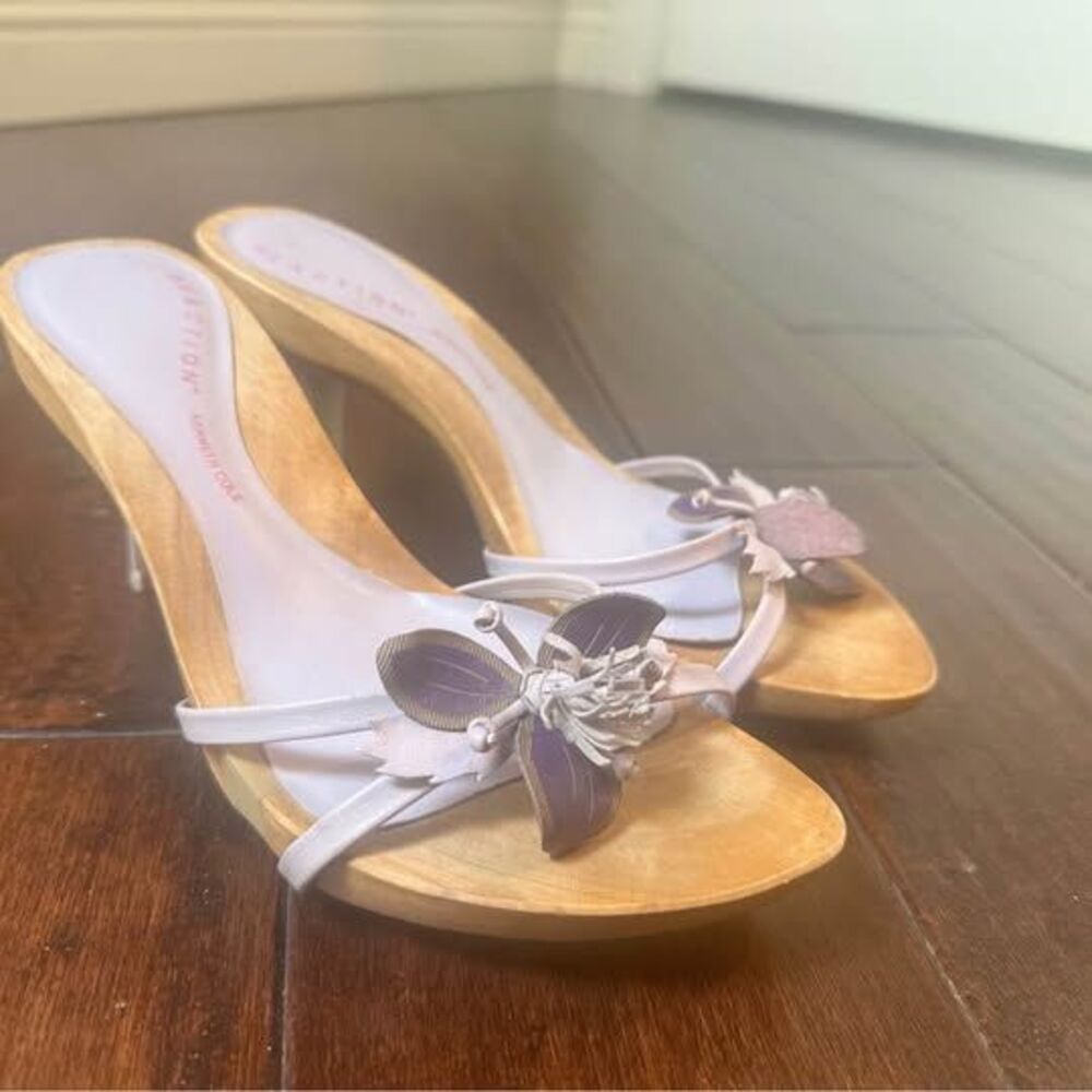 Vintage Kenneth Cole Wood Wedge Mule Sandals